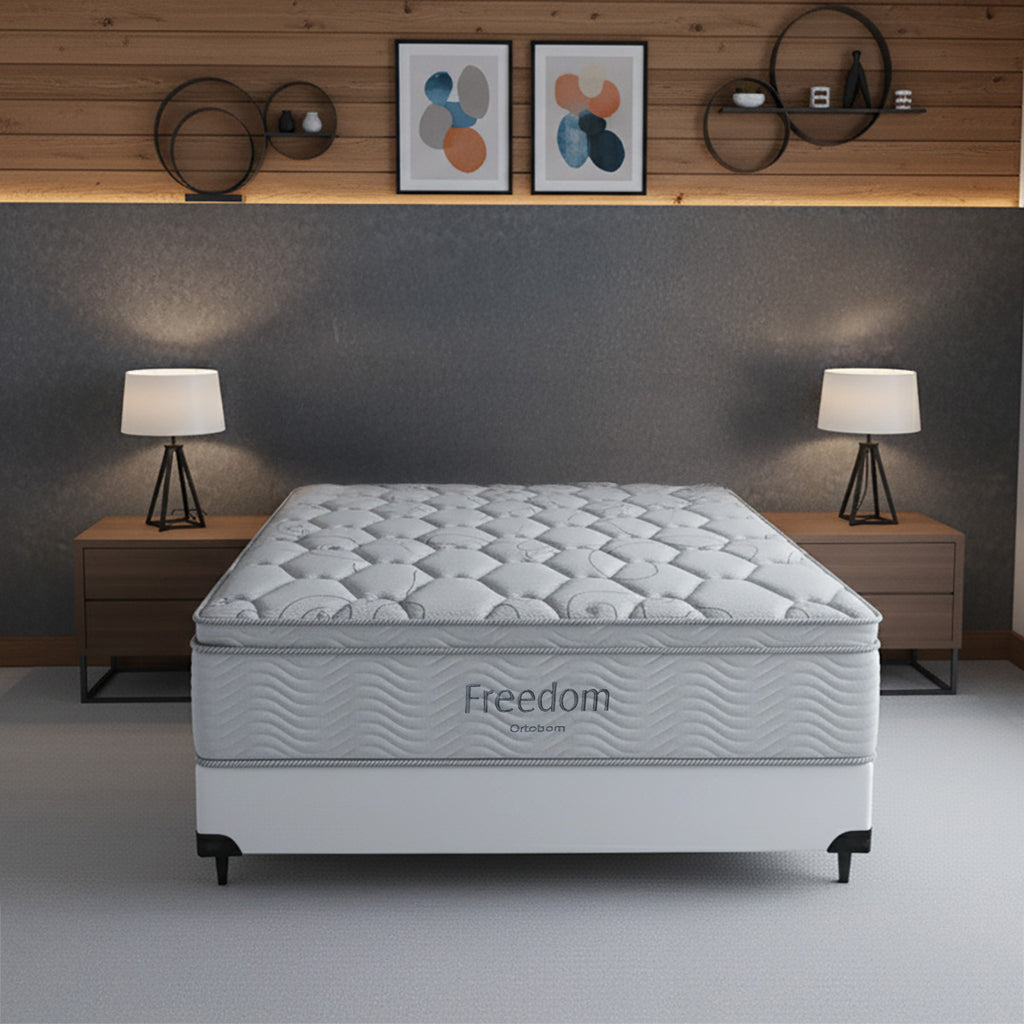 Cama Box e Colchão Freedom - Queen (158x198) - Ortobom