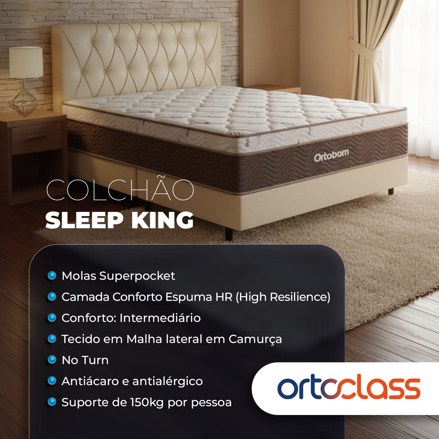 Cama Box Ortobom Sleep King Molas Ensacadas (88x188x68)