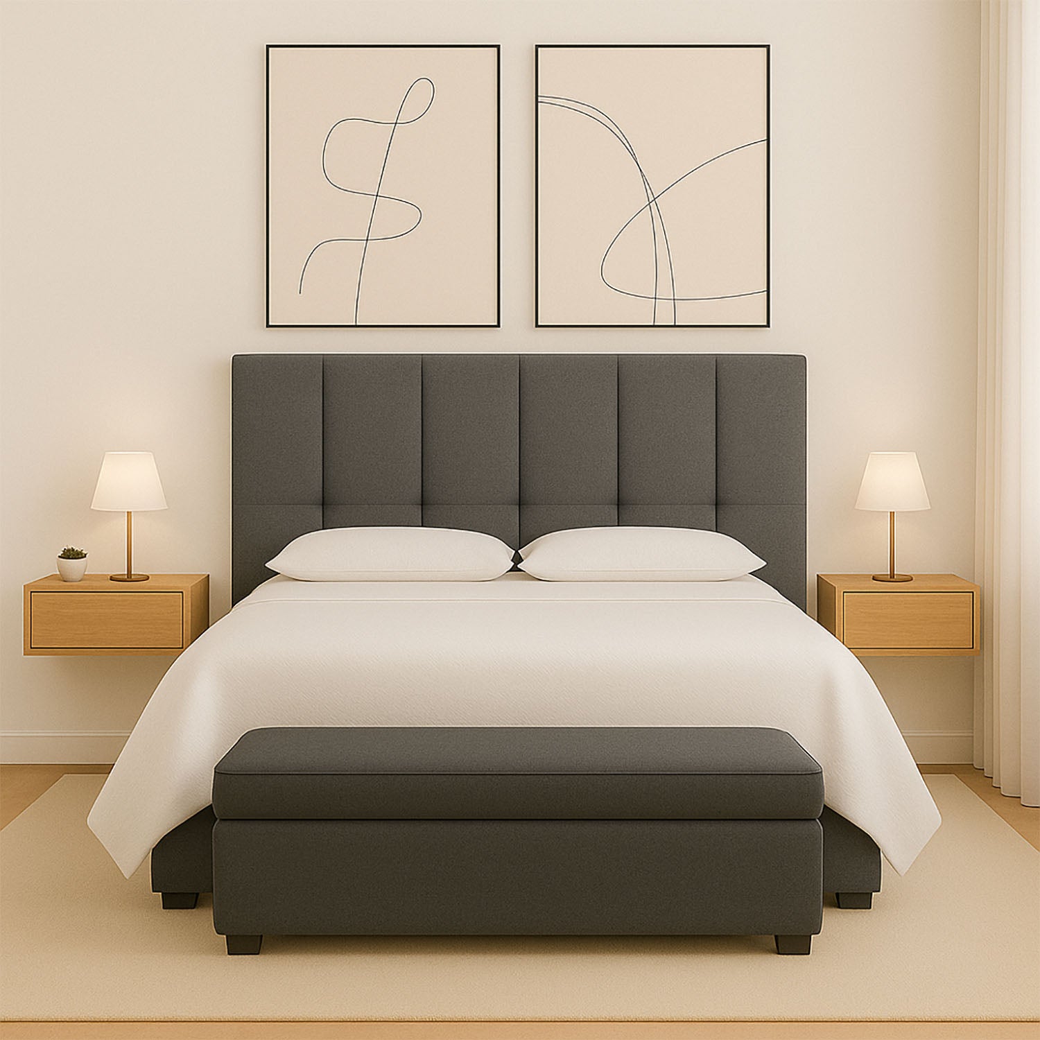 Cabeceira Piave Veluto Cinza Queen (8x160x120) - Ortobom