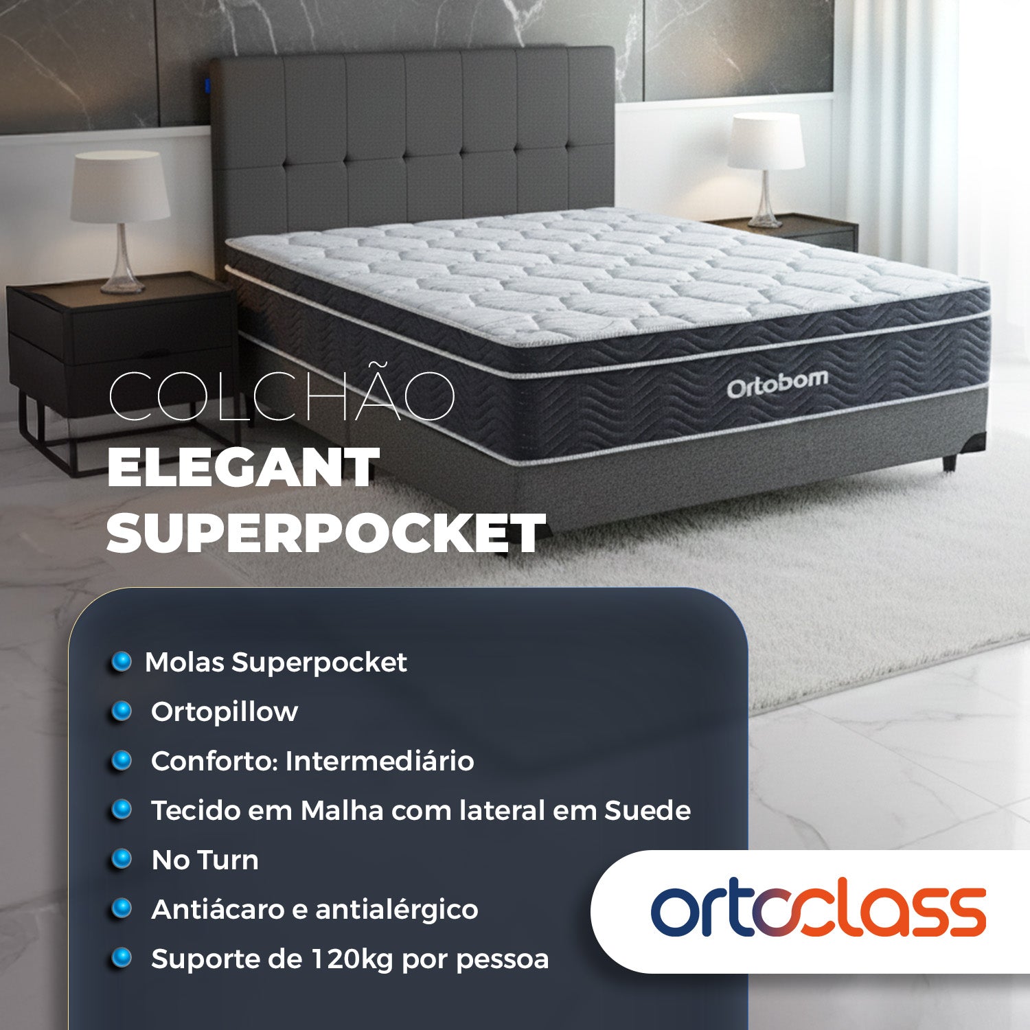 Colchão Elegant Superpocket – Casal (138x188x28) - Ortobom
