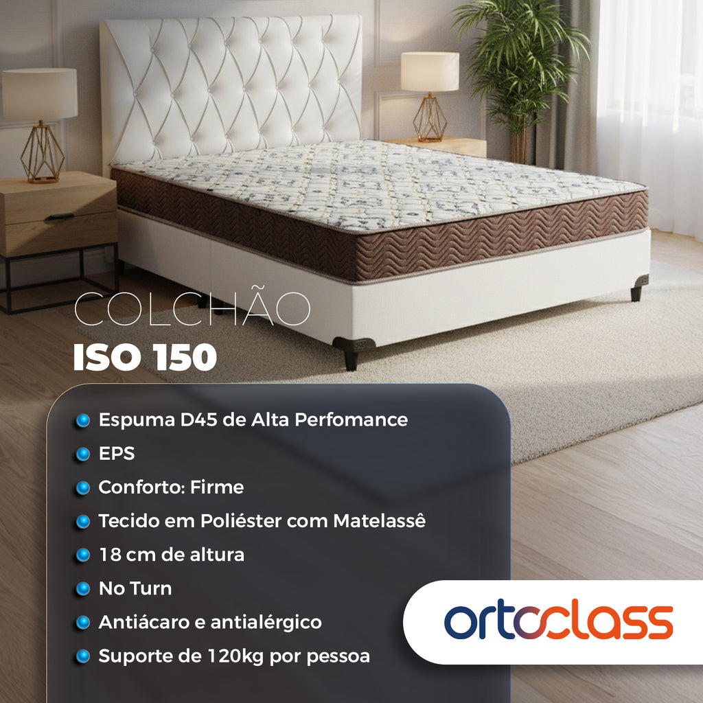 Cama Box e Colchão Iso 150 D45 - Queen  (158x198) - Ortobom