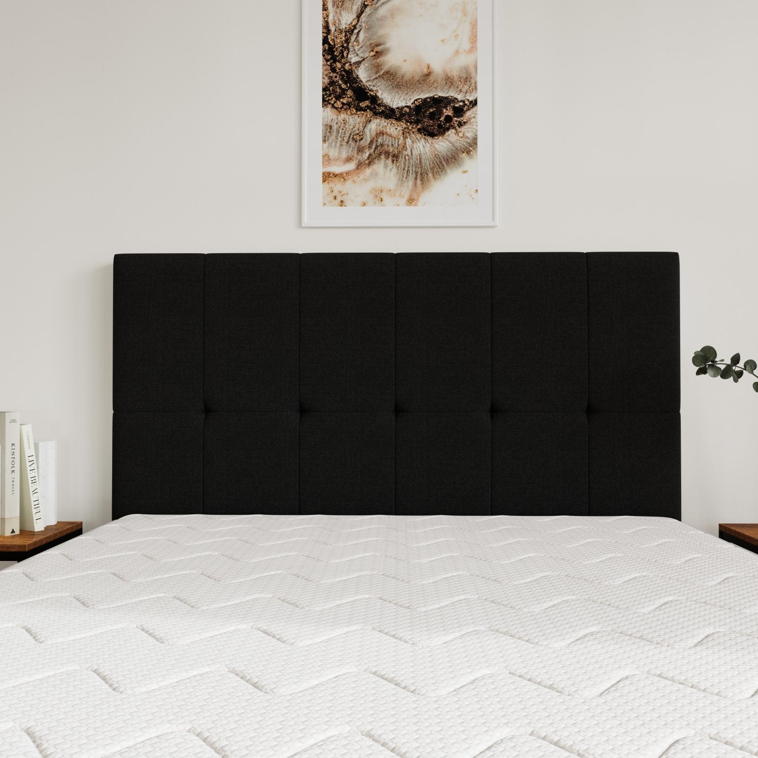 Cabeceira Piave Linho Preto Queen (8x160x120) - Ortobom