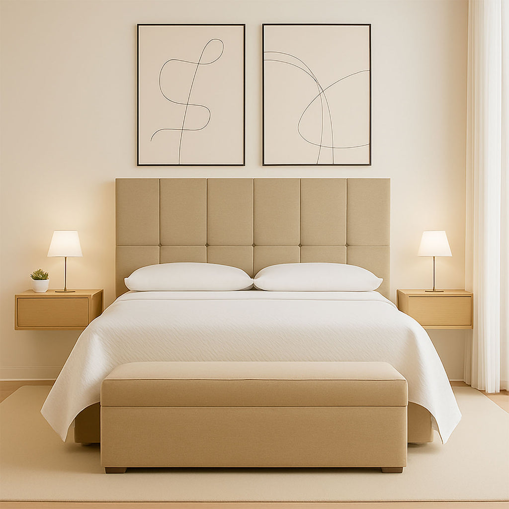 Cabeceira Piave Veluto Bege Queen (8x160x120) - Ortobom