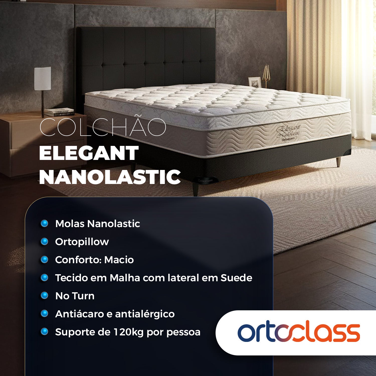 Colchão Elegant Nanolastic – Super King (193x203x27) - Ortobom