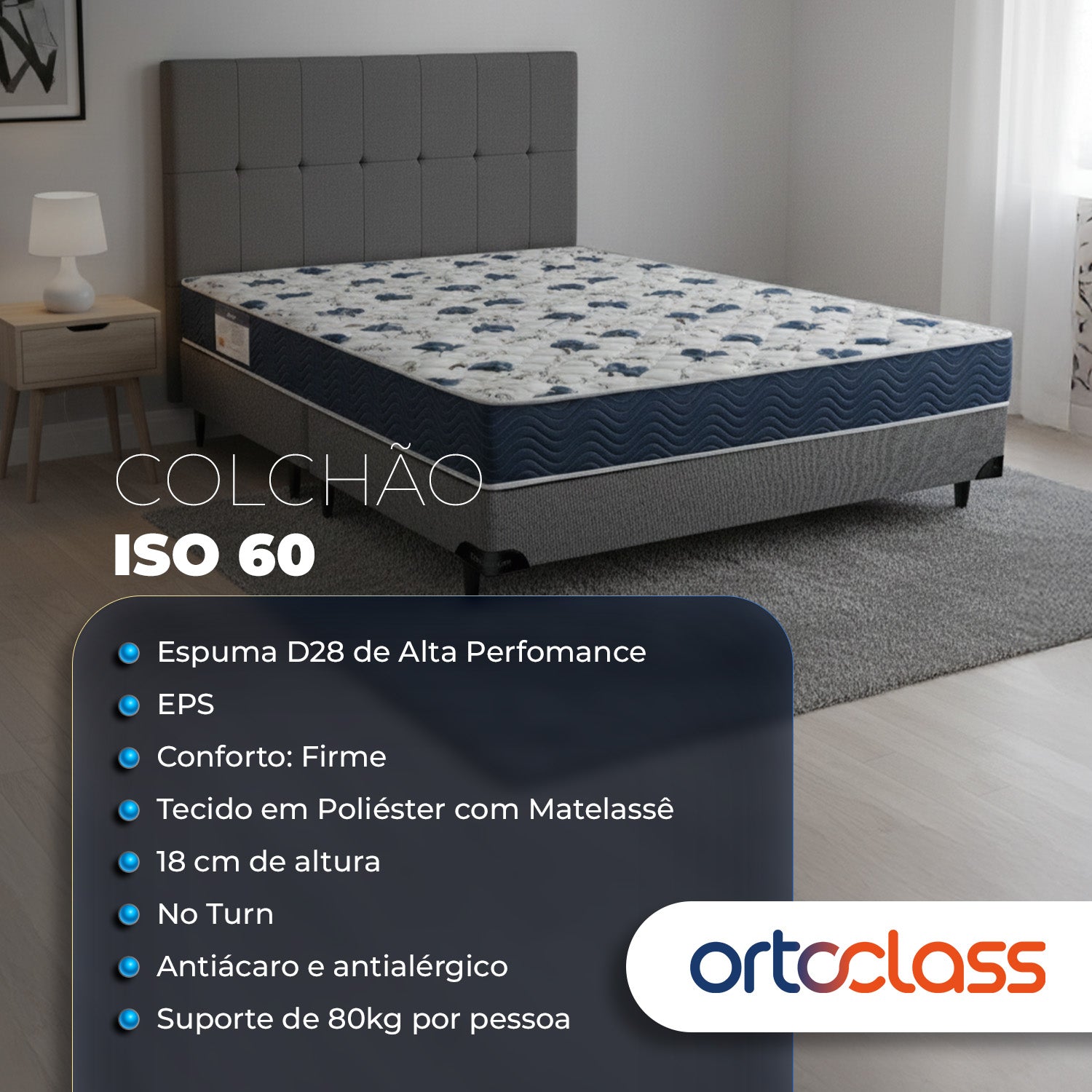 Cama box e Colchão ISO 60 D28 – Casal(138x188)-Ortobom