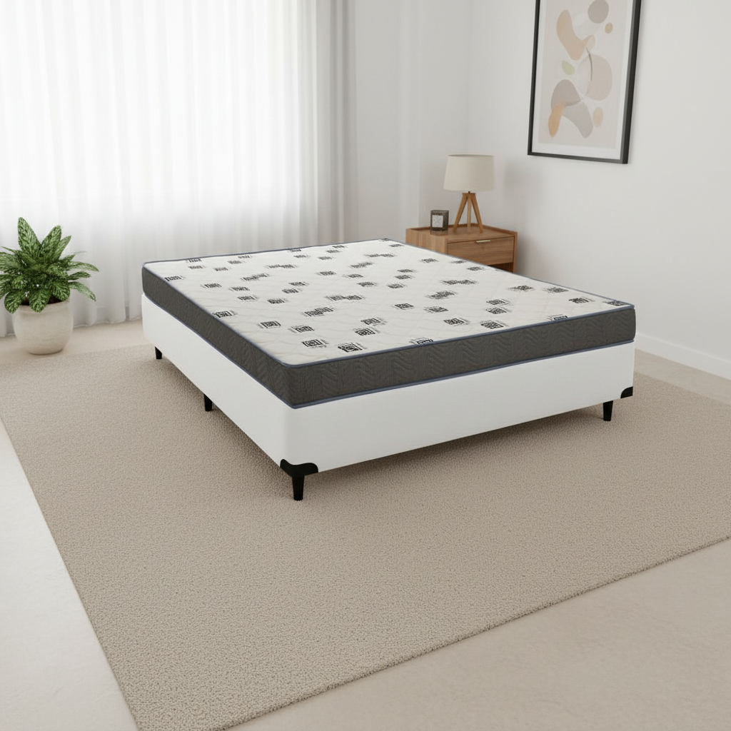 Cama Box e Colchão Light D33 - Casal (138x188) - Ortobom