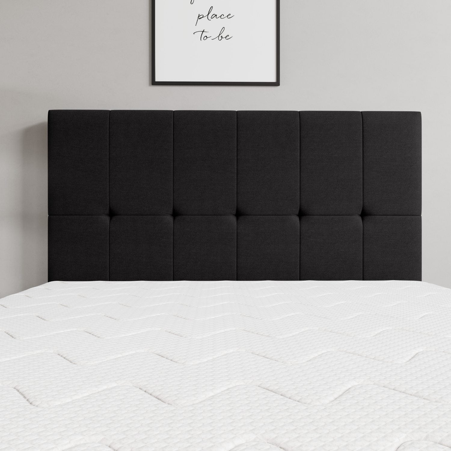 Cabeceira Piave Veluto Preto Super King (8x195x120) - Ortobom