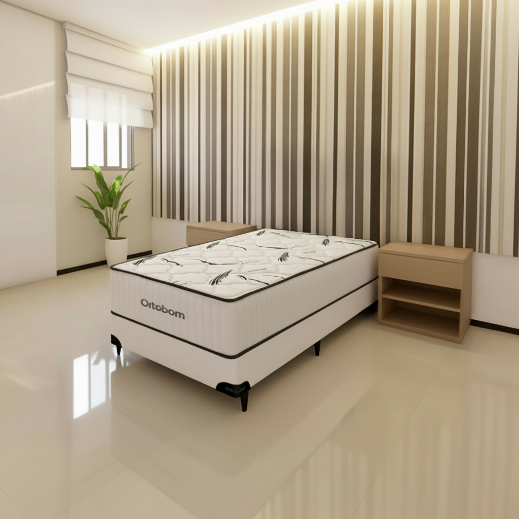 Cama Box Ortobom Highfoam Solteiro (88x188x64)