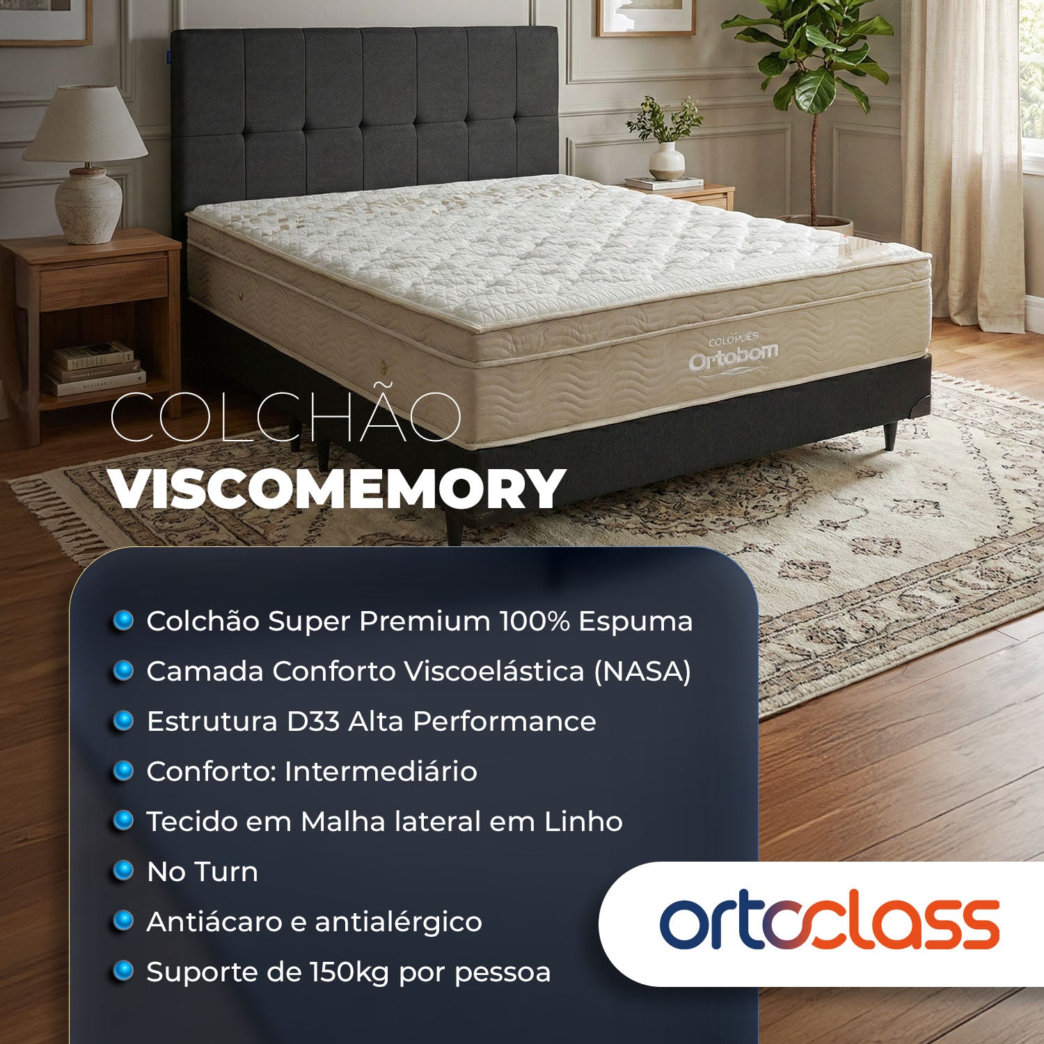 Cama Box Ortobom Viscomemory Casal (138x188x64)