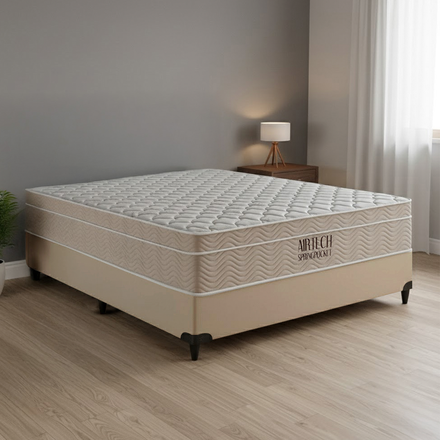 Cama box e Colchão Airtech Springpocket – Casal(138x188) - Ortobom