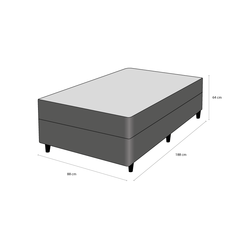 Cama Box e Colchão Poli Pillow D33-Solt.(88x188)-Ortoclass