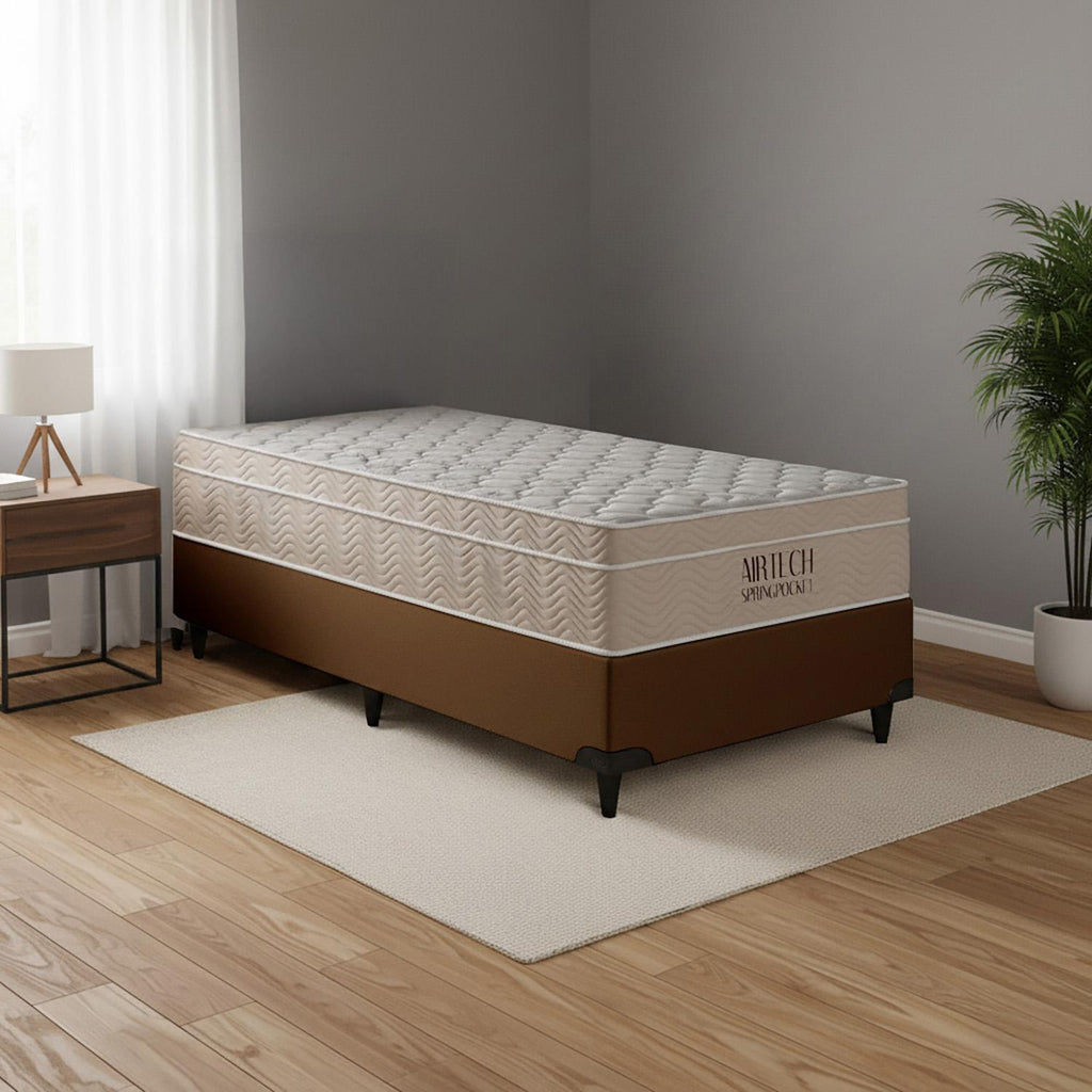 Cama  Box e Colchão Airtech Molas Ensacadas (88x188)-Ortobom