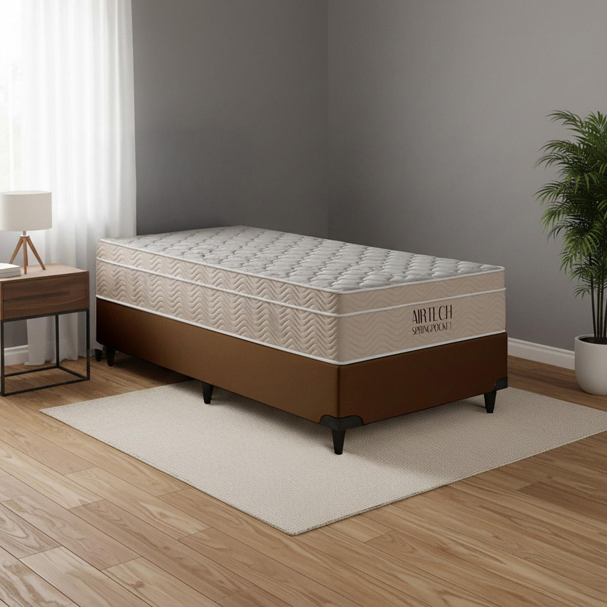 Cama  Box e Colchão Airtech Molas Ensacadas (88x188)-Ortobom