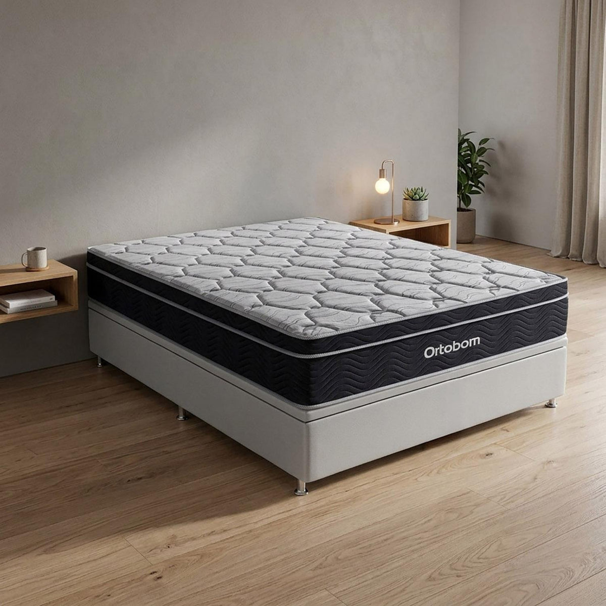 Cama Baú e Elegant Molas Ensacadas Casal (138x188) Ortobom