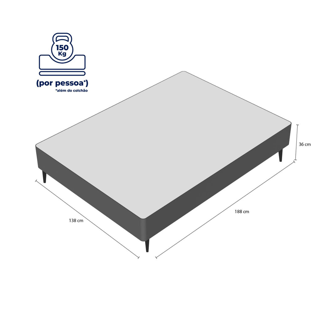 Base Sommier Camurça Bege Casal (138x188x23) - Ortobom