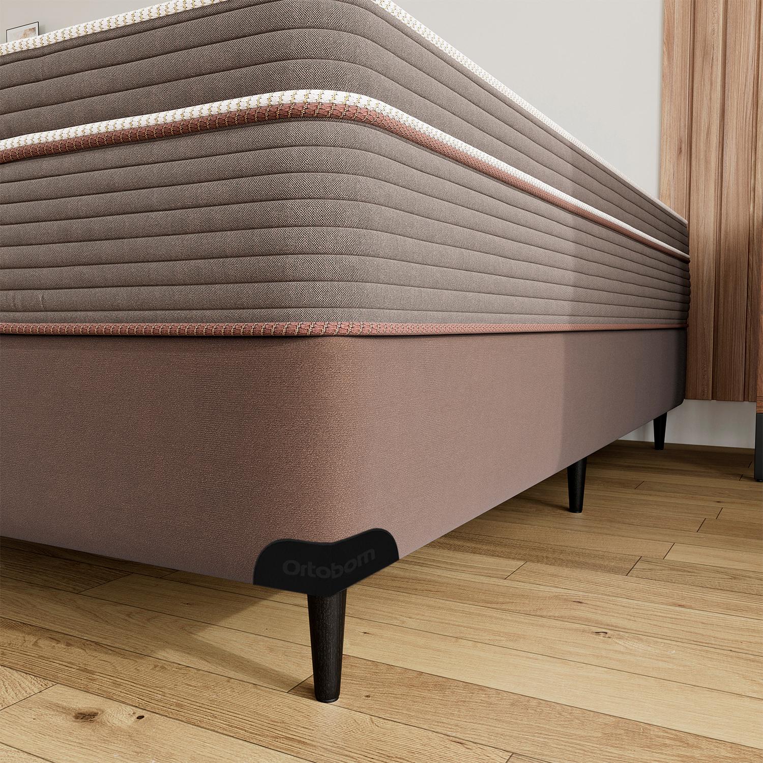 Base Sommier Camurça Marrom Solteiro (88x188x23) - Ortobom