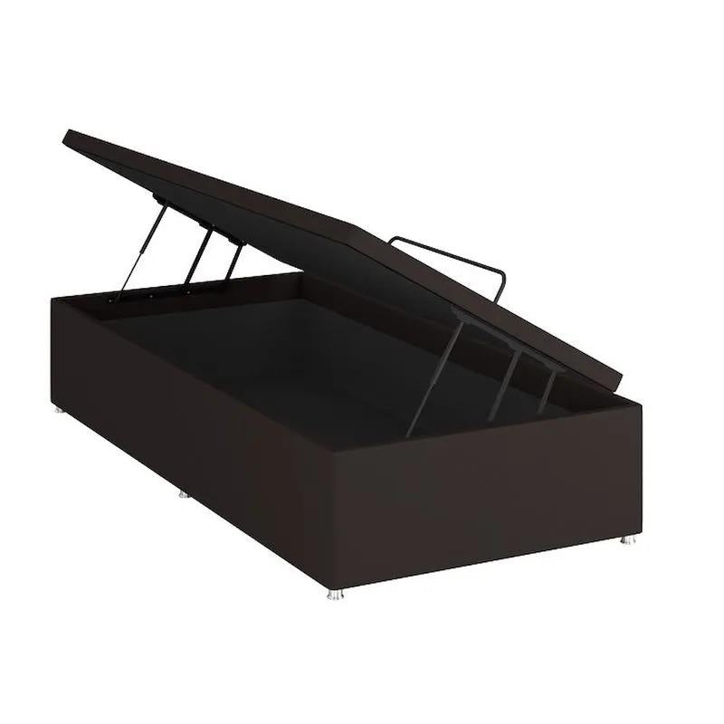 Base Baú Phy Camurça Marrom Solteiro (88x188x39) - Ortobom