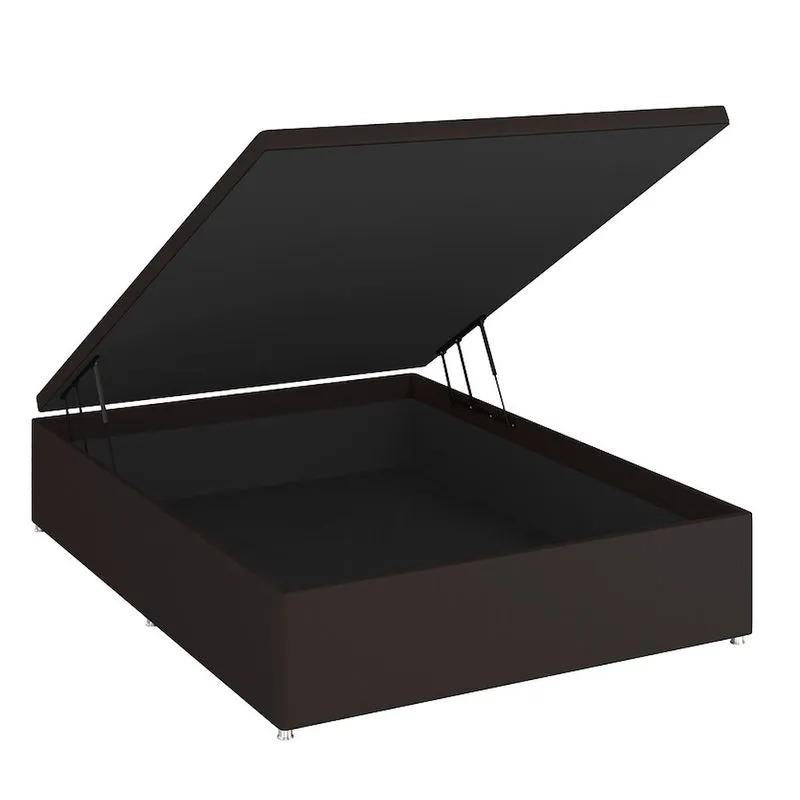 Base Baú Phy Camurça Marrom Casal (138x188x39) - Ortobom