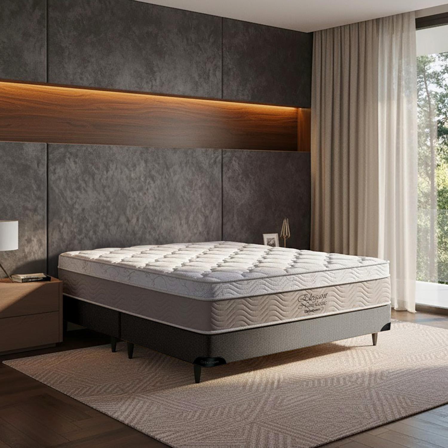 Cama Box e Colchão  Elegant Nano Queen (158x198) - Ortobom