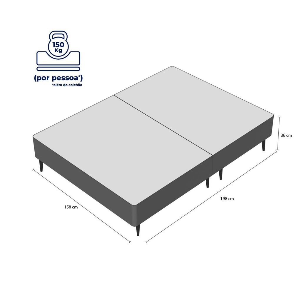 Base Sommier Camurça Cinza Queen (158x198x23) - Ortobom