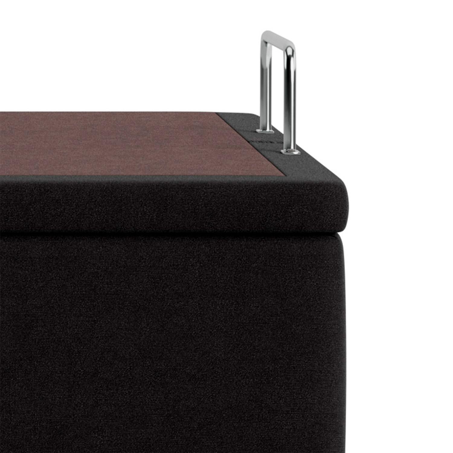 Base Baú Phy Camurça Preto Solteiro (88x188x39) - Ortobom