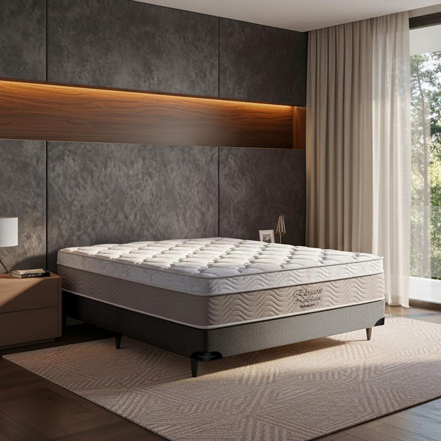 Cama Box e Colchão  Elegant Nano Casal (138x188) - Ortobom