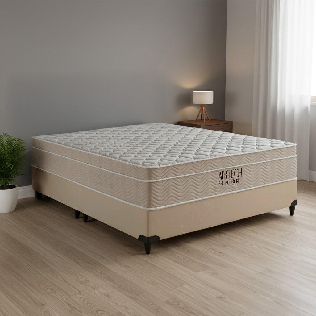 Cama box e Colchão Airtech Springpocket – Queen Size(158x198) - Ortobom