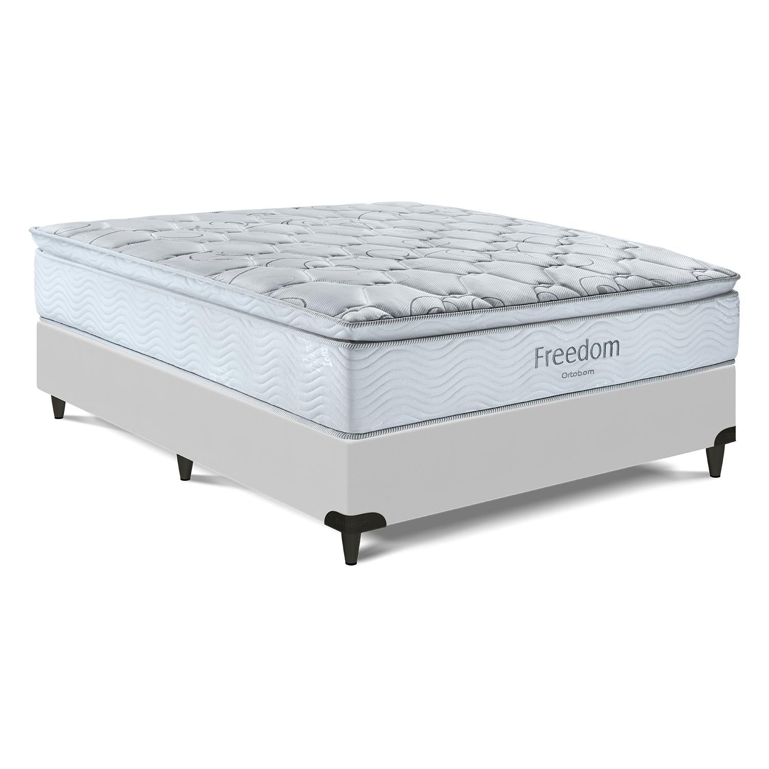 Cama Box e Colchão Freedom - Casal (138x188) - Ortobom