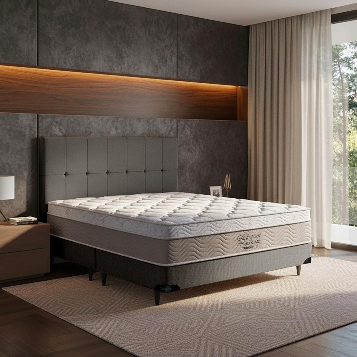 Cama Box  Cabeceira Elegant Nano SuperKing  (193x203)Ortobom