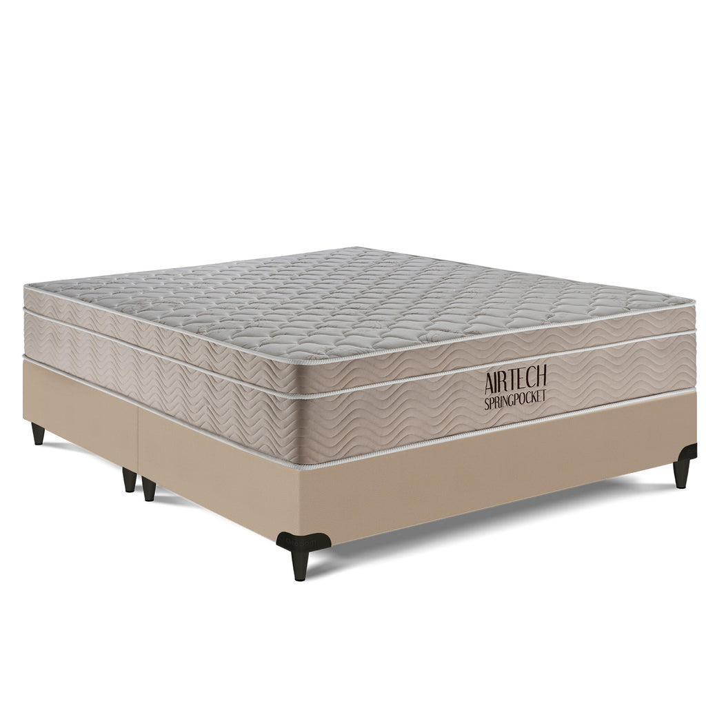 Cama box e Colchão Airtech Springpocket – Queen Size(158x198) - Ortobom
