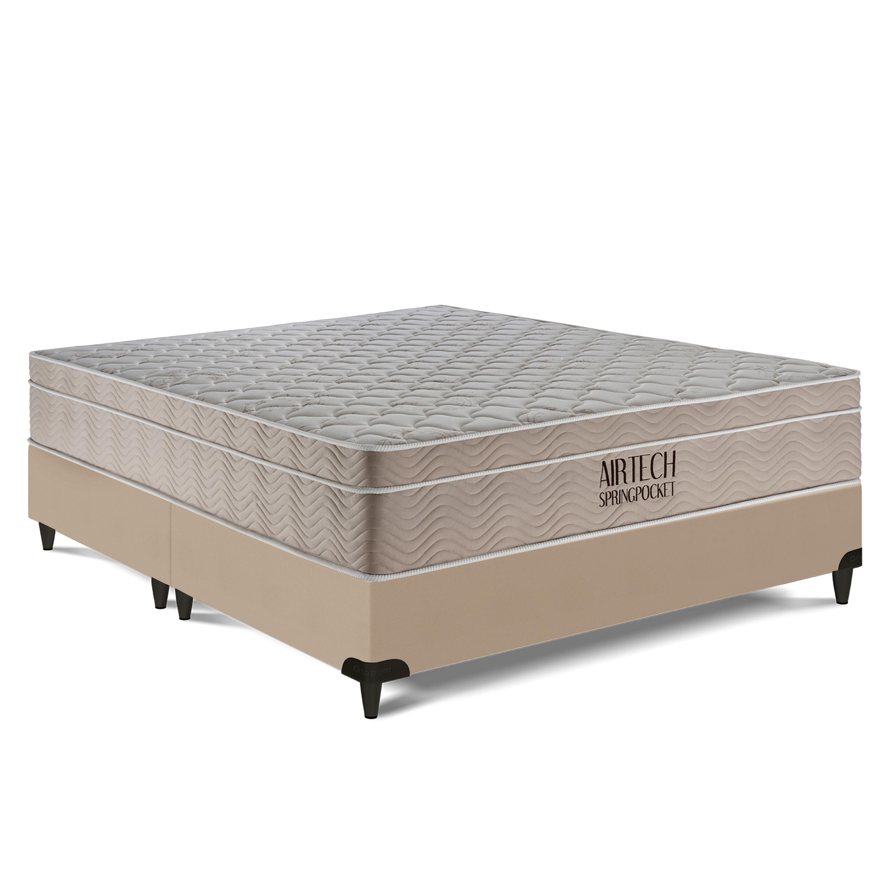 Cama box e Colchão Airtech Springpocket – Queen Size(158x198) - Ortobom