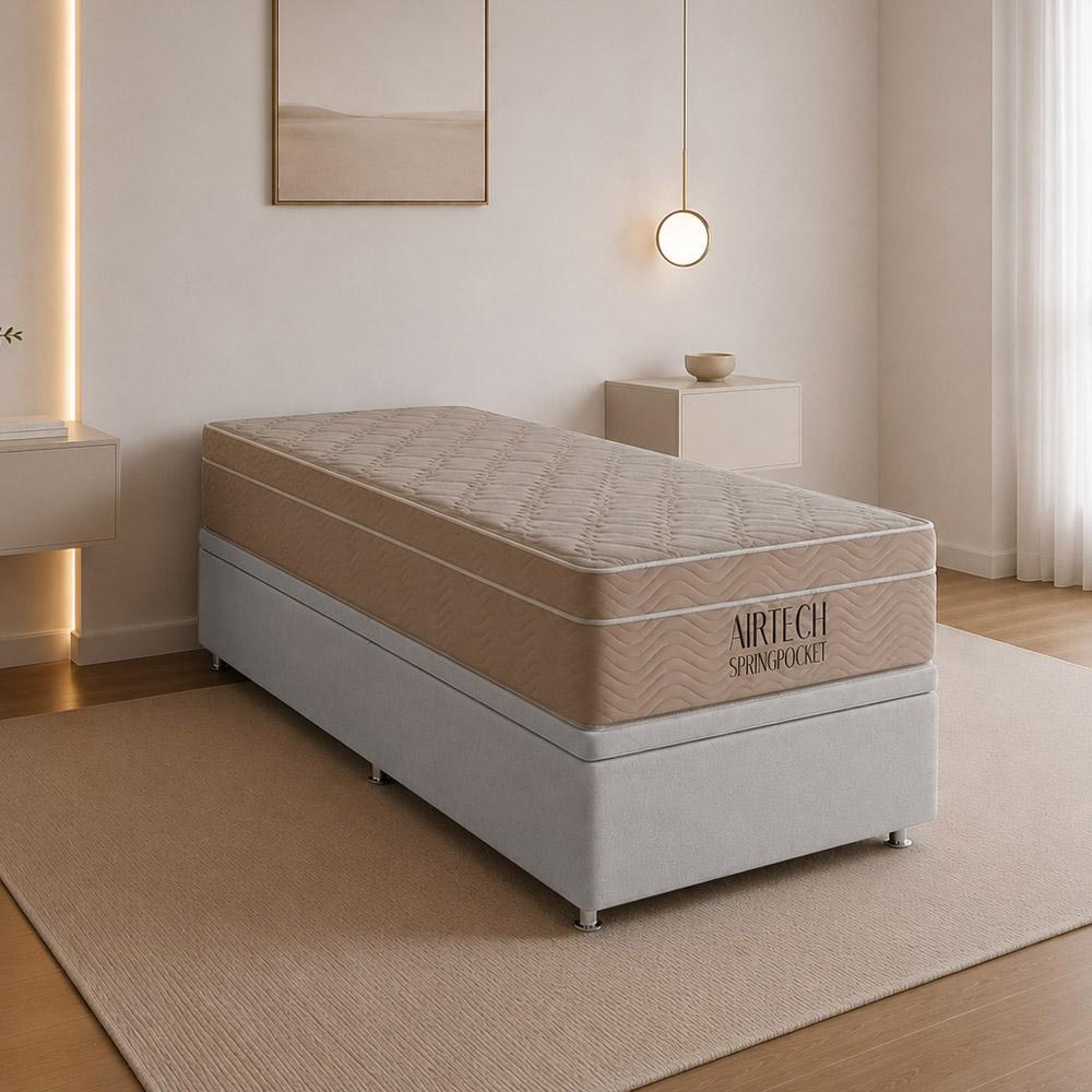 Cama Baú Ortobom e Airtech Molas Ensacadas  Solteiro (88x188)