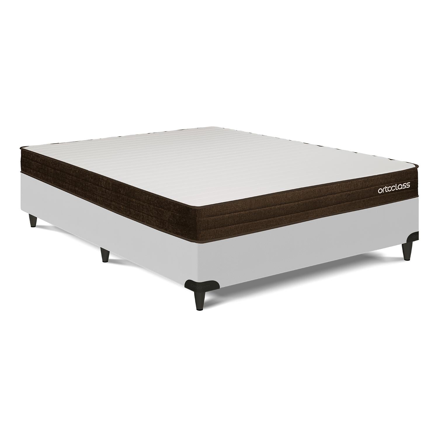 Cama Box e Colchão Poli D28 - Casal (138x188)- Ortoclass