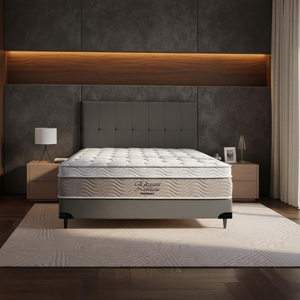 Cama Box  e Cabeceira Elegant Nano Casal  (138x188)- Ortobom
