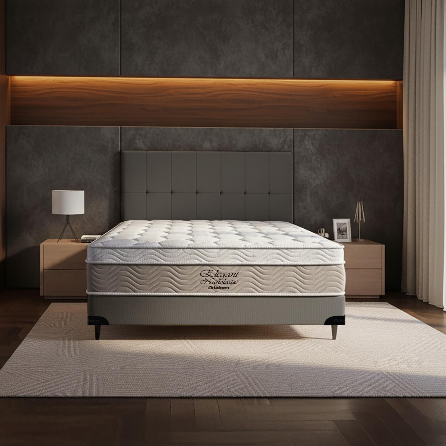 Cama Box  e Cabeceira Elegant Nano Casal  (138x188)- Ortobom