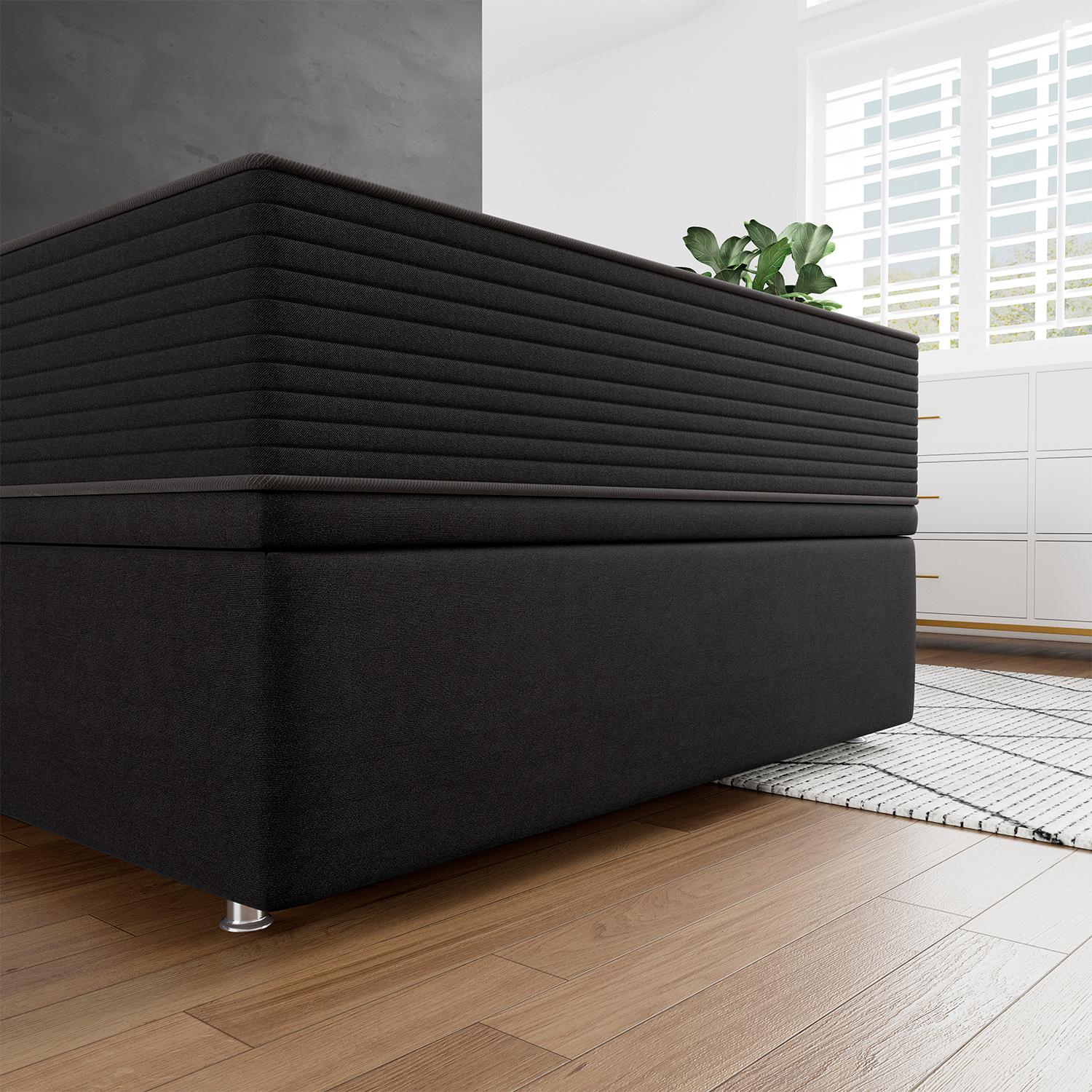 Base Baú Phy Camurça Preto Solteiro (88x188x39) - Ortobom