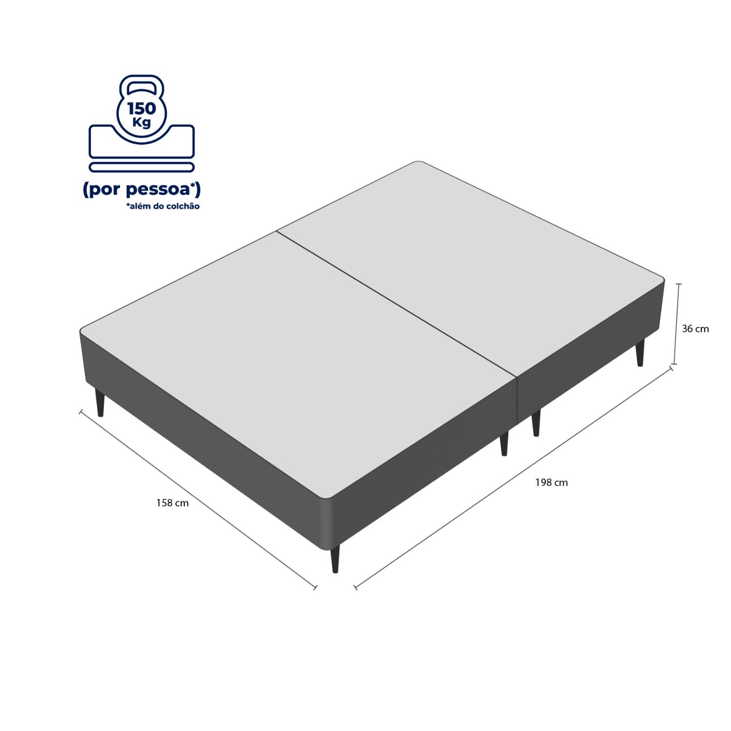 Base Sommier Cinza Queen (158x198x23) - Ortobom