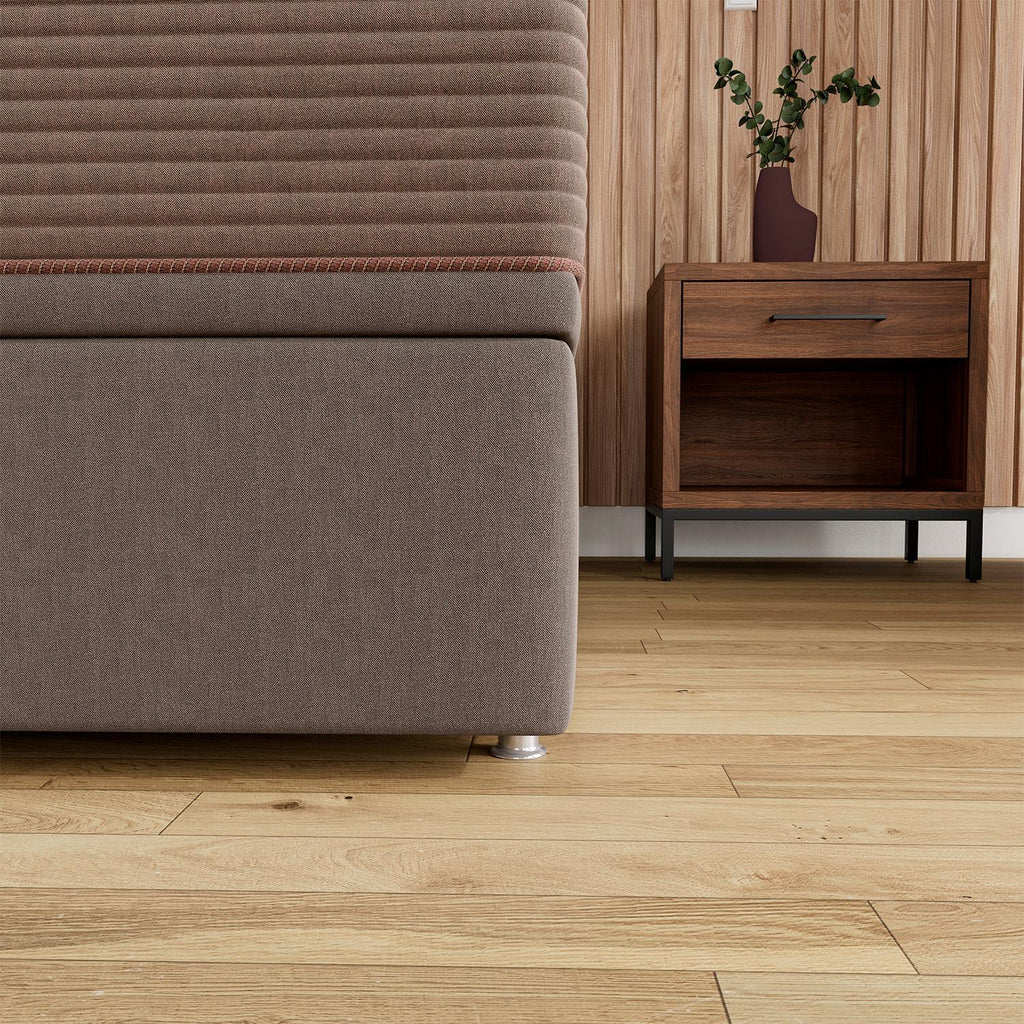 Base Baú Linho Marrom Super King (193x203x39) - Ortobom
