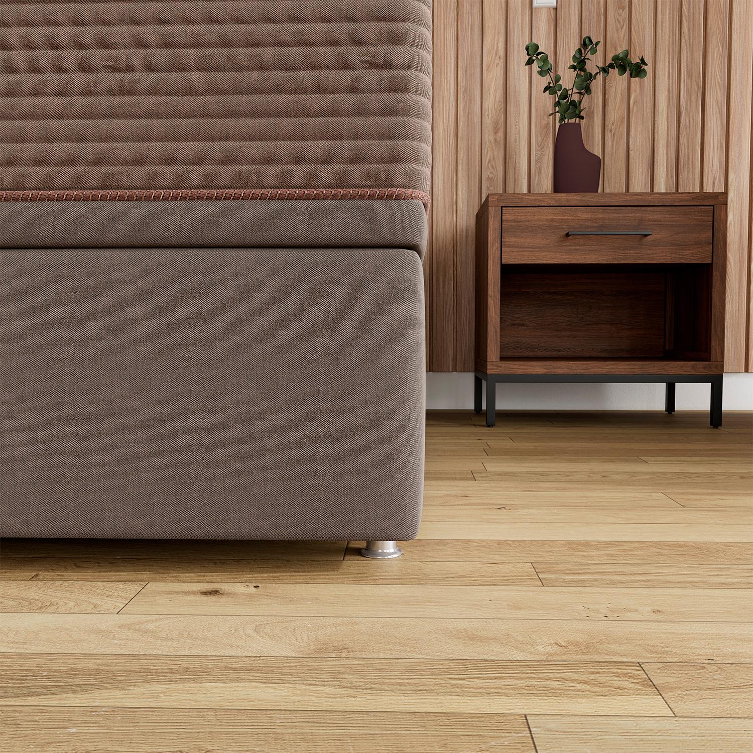 Base Baú Linho Marrom Super King (193x203x39) - Ortobom