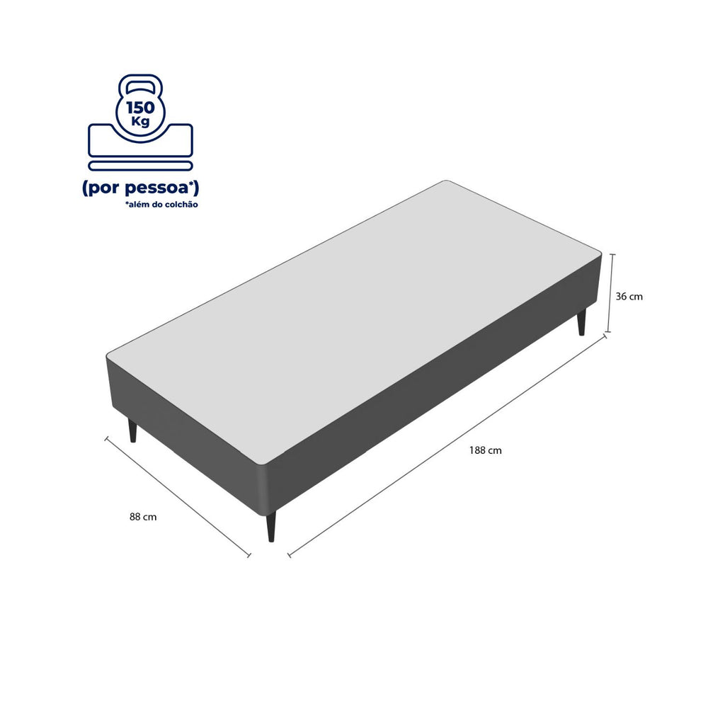 Base Sommier Camurça Marrom Solteiro (88x188x23) - Ortobom