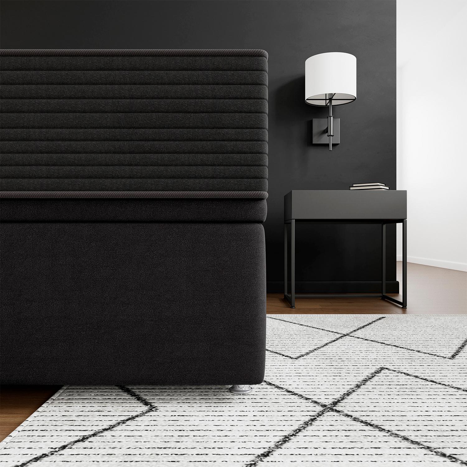 Base Baú Camurça Preto Super King (193x203x39) - Ortobom