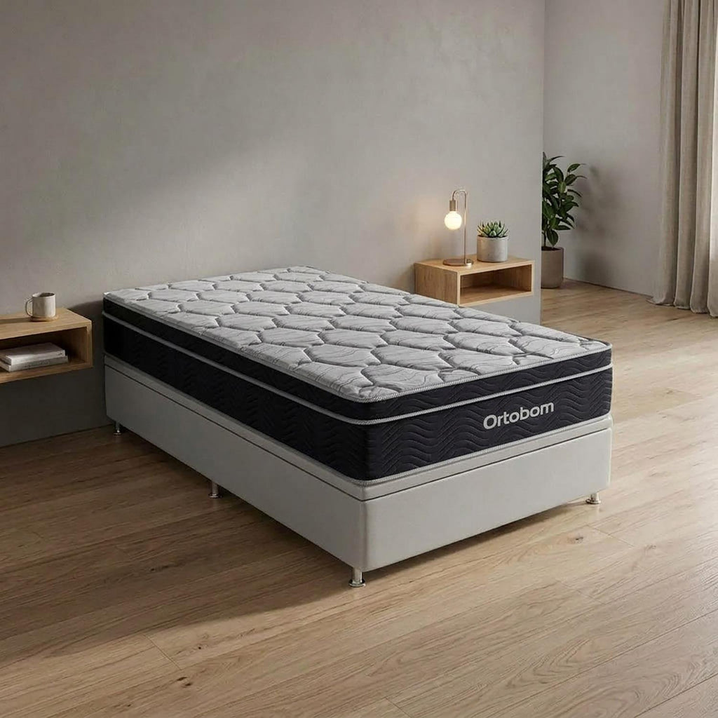 Cama Baú e Elegant Molas Ensacadas Solteiro (88x188) Ortobom