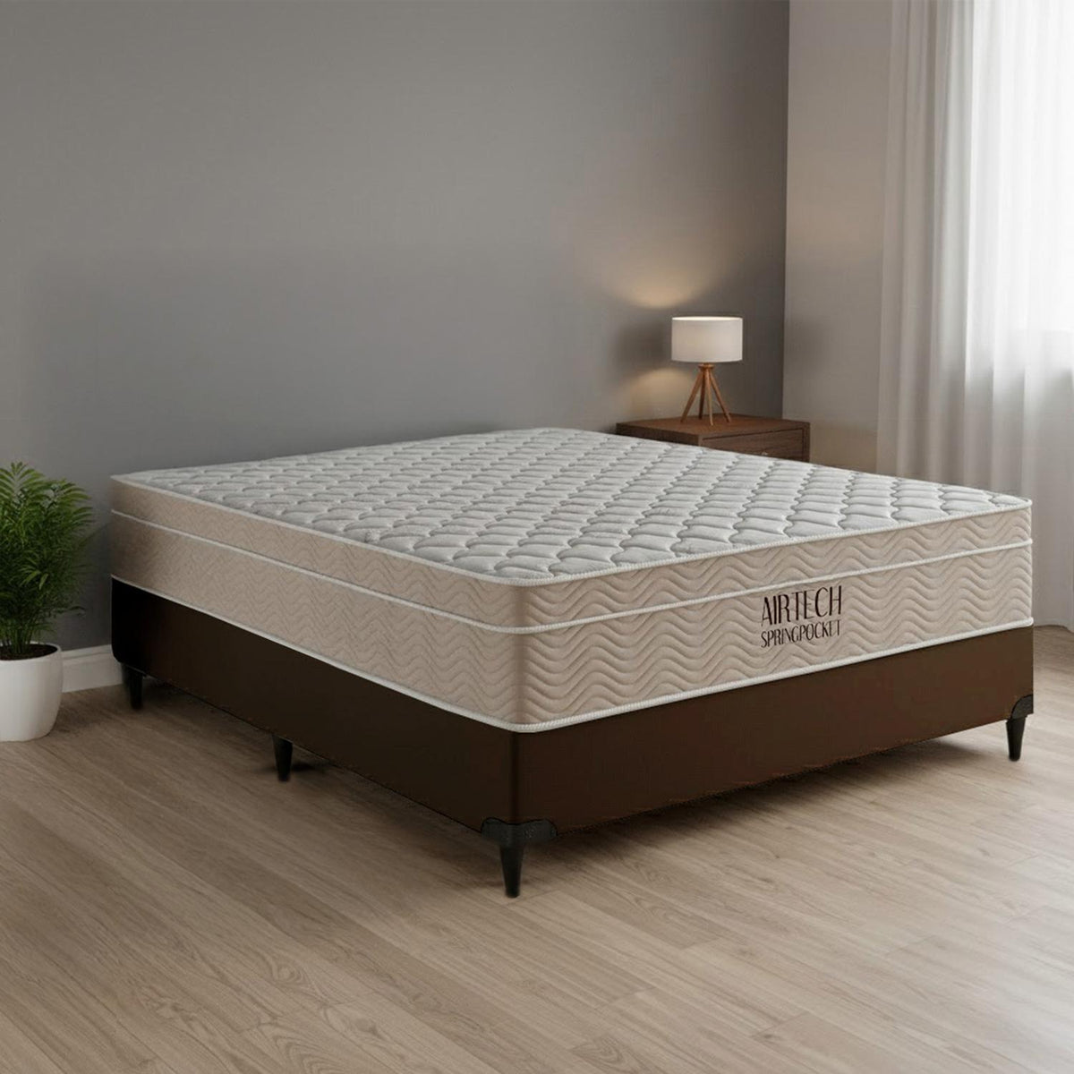 Cama  Box e Colchão Airtech Molas Ensacadas(138x188) Ortobom
