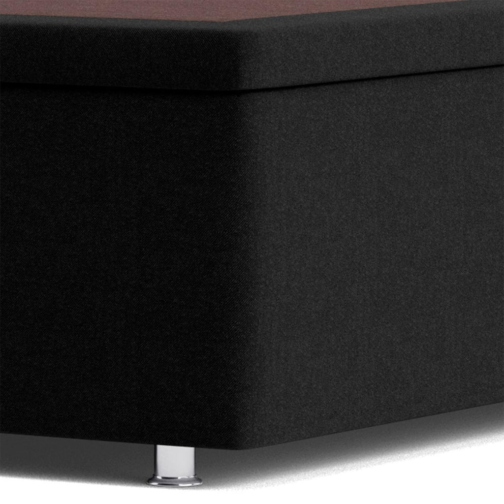 Base Baú Linho Preto Super King (193x203x39) - Ortobom