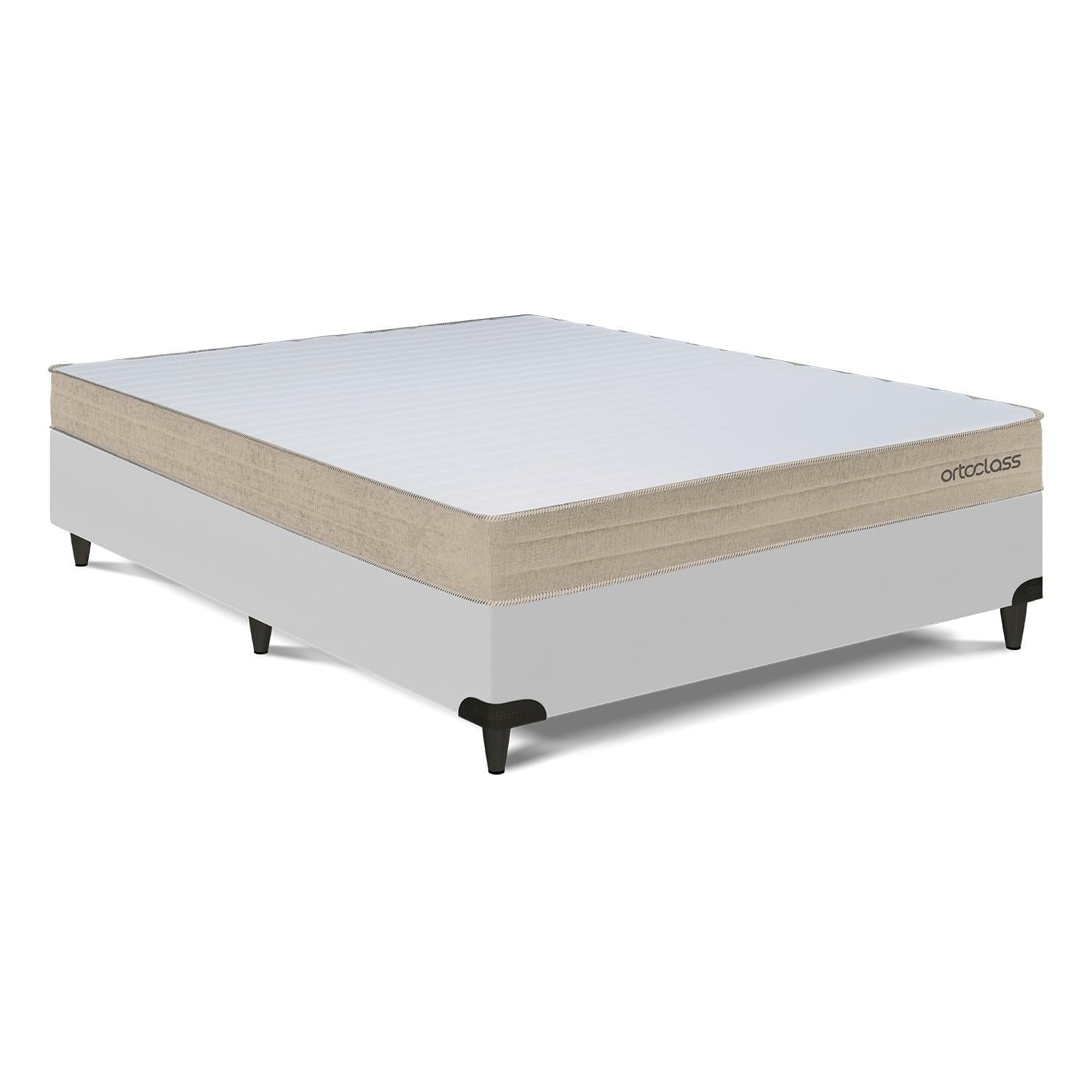 Cama Box e Colchão Poli D33 - Casal(138x188) - Ortoclass