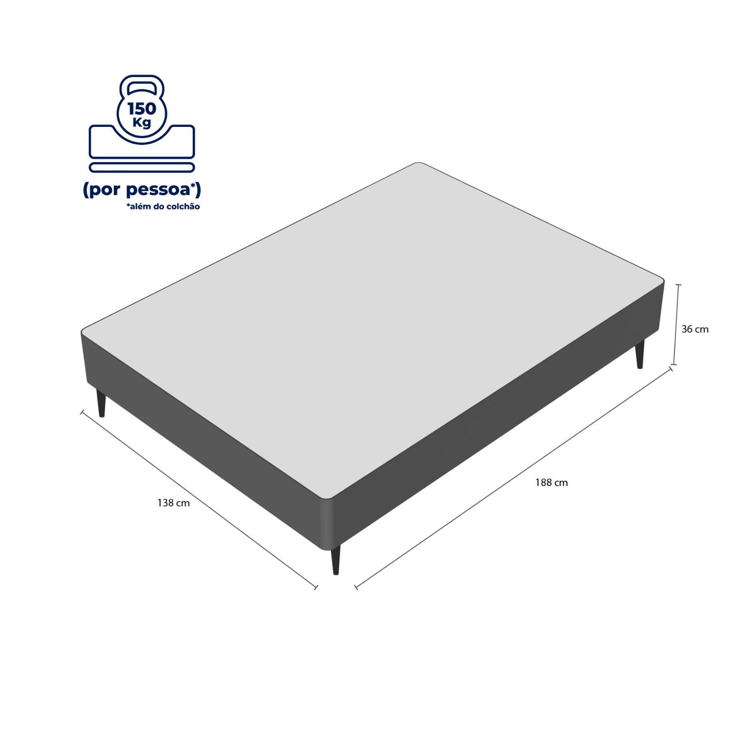 Base Sommier Linho Cinza Casal (138x188x23) - Ortobom
