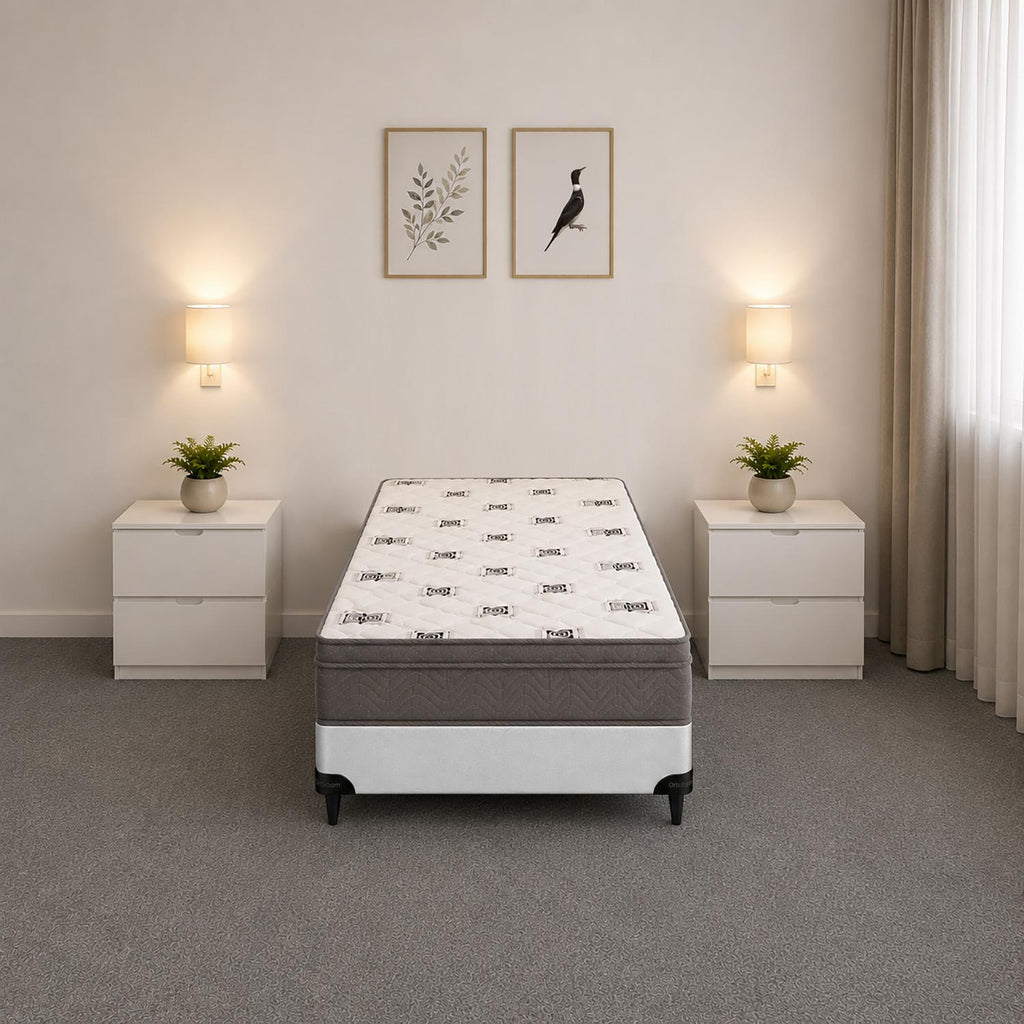 Cama  Box e Colchão Light D45 - Solteiro (88x188) - Ortobom