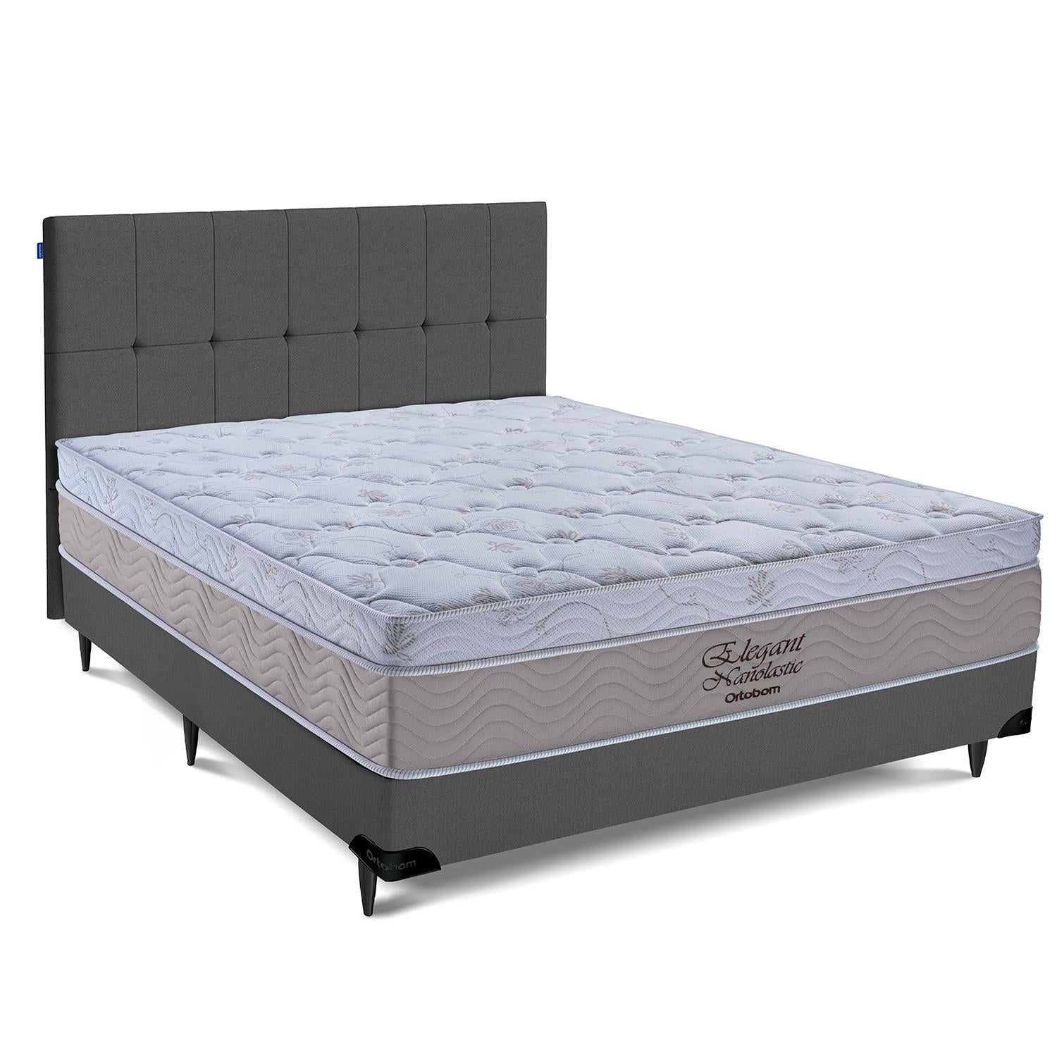 Cama Box  e Cabeceira Elegant Nano Casal  (138x188)- Ortobom