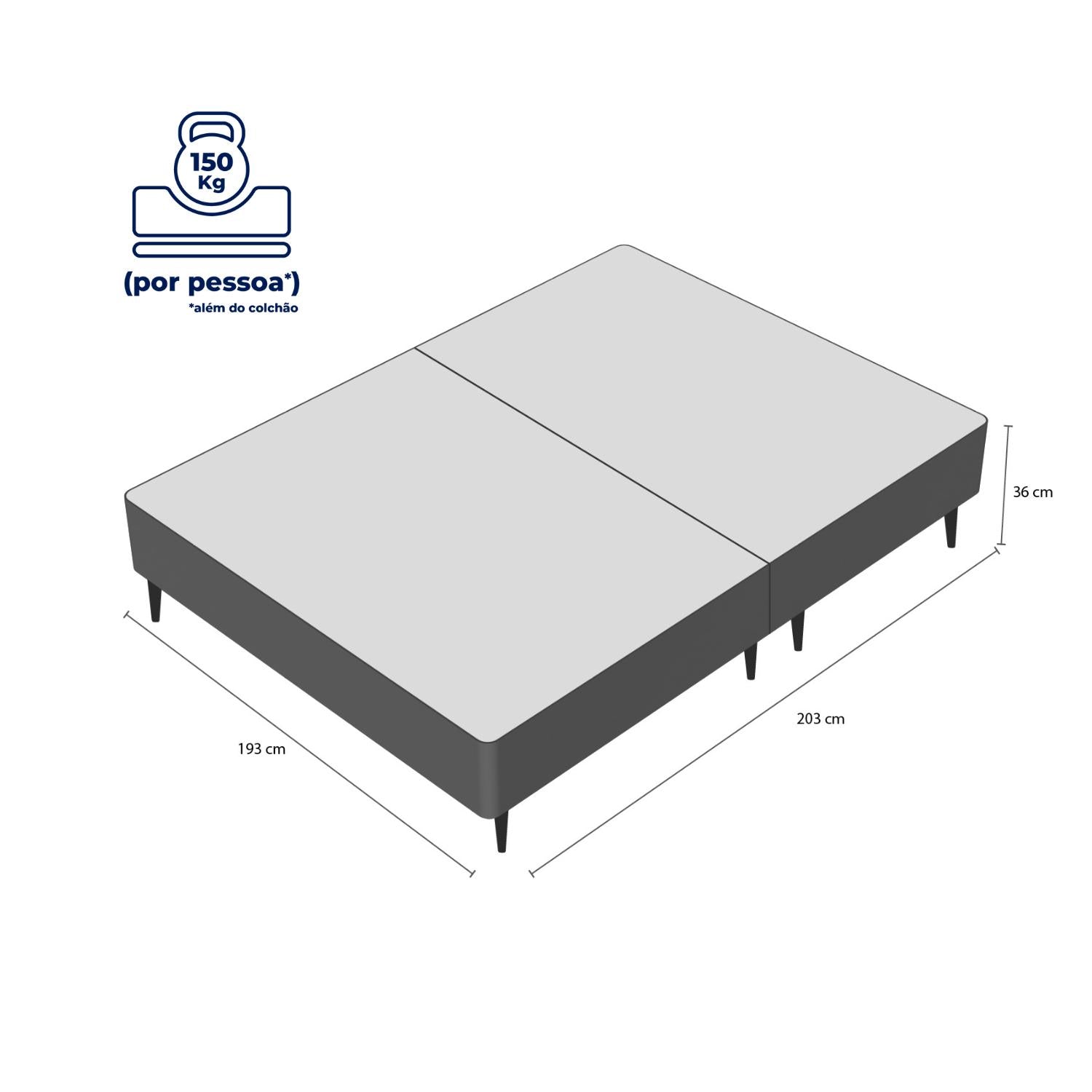Base Sommier Camurça Preto Super King (193x203x23) - Ortobom