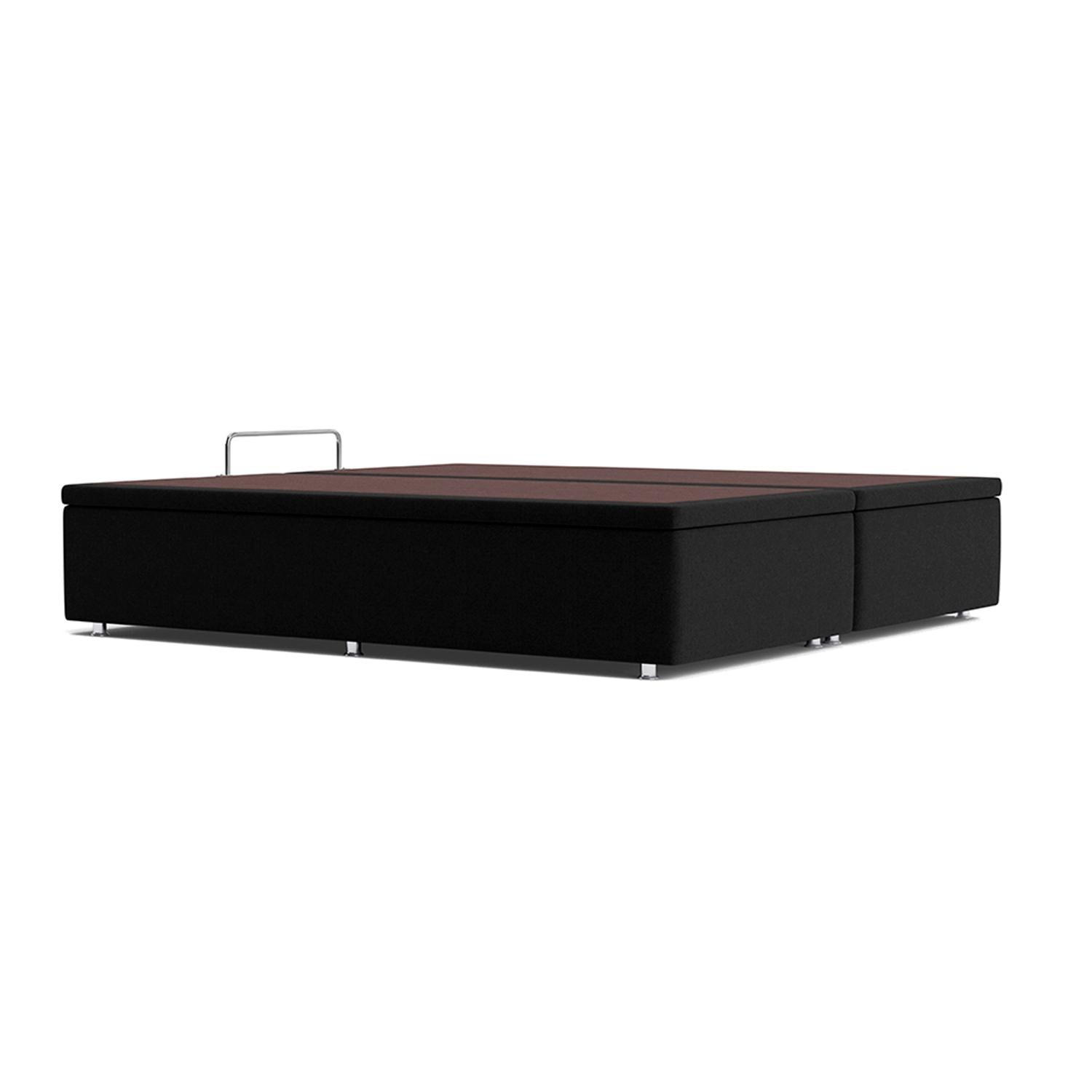 Base Baú Linho Preto Super King (193x203x39) - Ortobom
